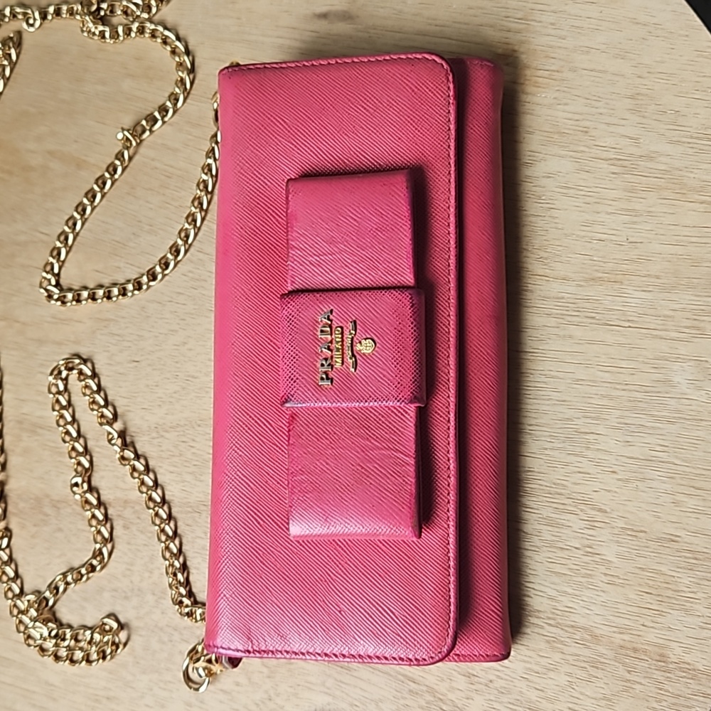 Prada Pink Leather Crossbody Bag Purse Chain Strap - Picture 4 of 17